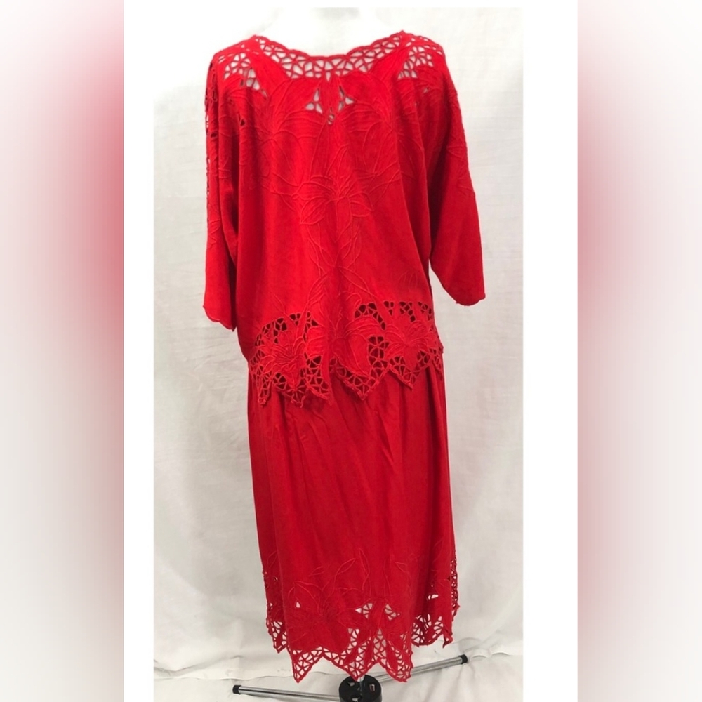 Bali Emerald Red cut out skirt set